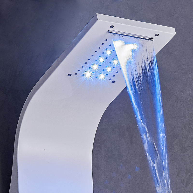 Shower Temperature Stainless Steel Waterfall Douche Bathroom Thermostatic Modern Luxury Rain Led Panel Shower
