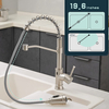 Smart Touchless Kitchen Sink Faucet with Pull Down Sprayer, Motion Sensor Activated Hands-Free Single Handle Kitchen Faucet Brushed Nickel.