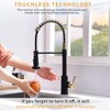 Black Gold Touchless Spring Kitchen Faucet with Pull Down Sprayer, Motion Sensor Activated Hands-Free Single Handle Kitchen Sink Faucet, Smart Single Hole Kitchen Faucet, Matte Black&Gold