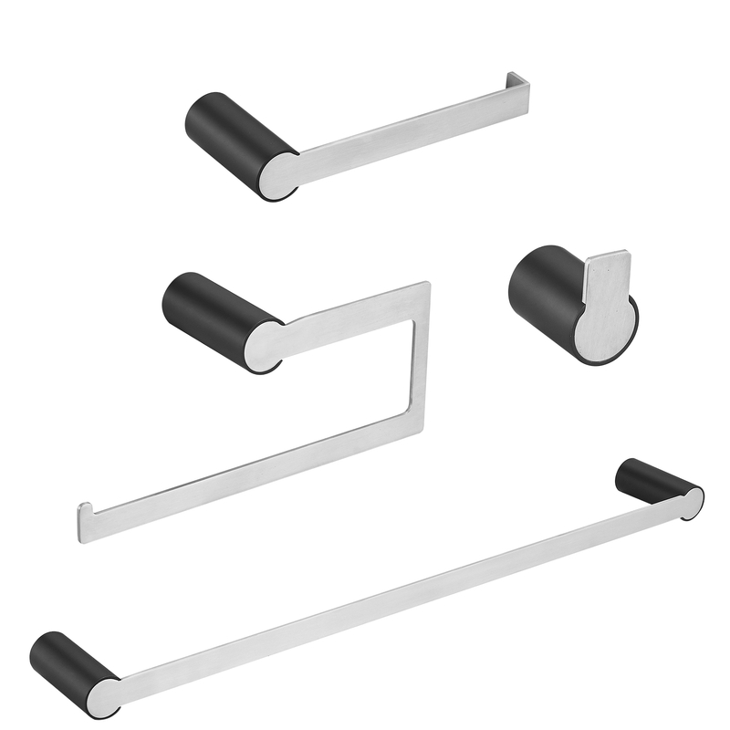 2021 new style brushed nickel+black luxury bathroom decor accessories set for 4 pcs