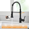 FLG Kitchen Faucet with Pull Down Sprayer Matte Black, Single Handle Kitchen Sink Faucet, Commercial Modern rv Farmhouse Camper Utility Spring Kitchen Sink Faucets Solid Brass