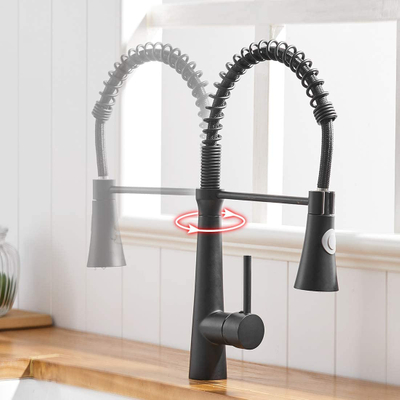 FLG black faucet kitchen 360 ° rotatable kitchen faucet mixer tap gastro kitchen faucet spiral spring faucet high pressure