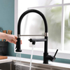 Pull Down Kitchen Faucet with Spyraer,FLG Commercial Black Spring Kitchen Sink Faucet with Brushed Nickel