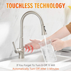 Touchless Kitchen Faucet with Pull Down Sprayer, Single Handle Motion Sensor Activated Hands-Free Kitchen Sink Faucet Brushed Nickel