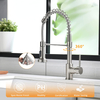 FLG Kitchen Faucet with Pull Down Sprayer High Arc Single Handle Spring Kitchen Sink Faucet Brushed Nickel Commercial Modern rv Stainless Steel Kitchen Faucets