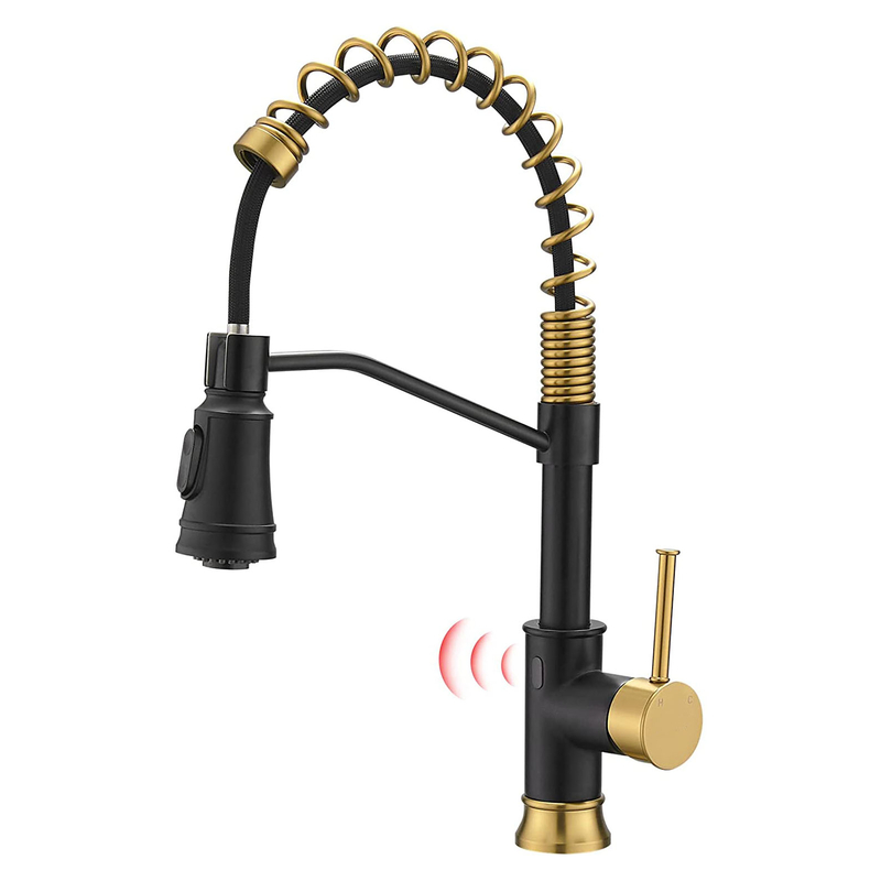 Black Gold Smart Touchless Kitchen Sink Faucet with Pull Down Sprayer, Motion Sensor Activated Hands-Free Single Handle Kitchen Faucet.
