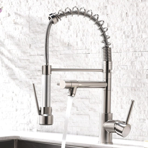  FLG Contemporary Kitchen Sink Faucet,Single Handle Stainless Steel Kitchen Faucets with Pull Down Sprayer,Brushed Nickel