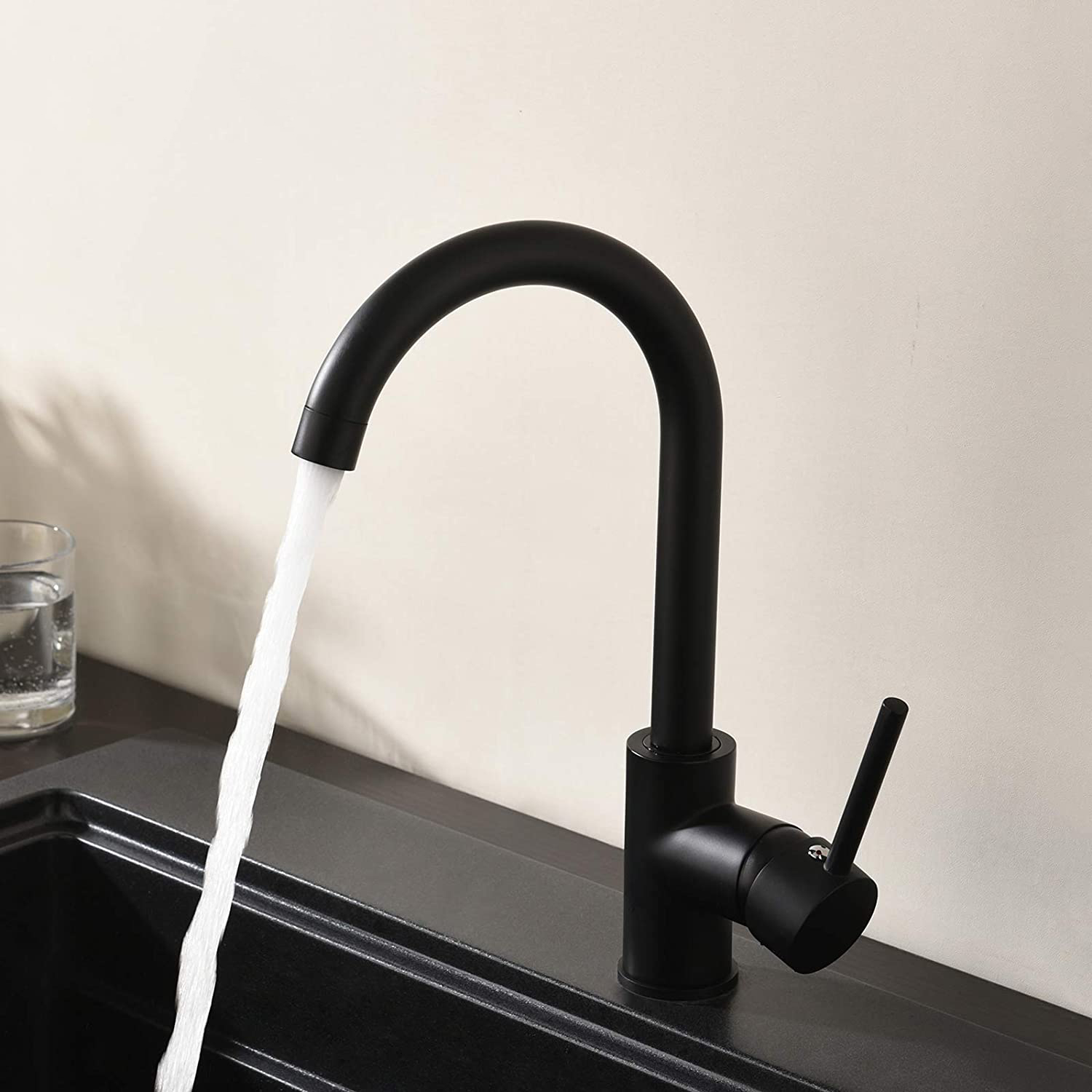 Modern Bar Sink Faucet Kitchen Sink Faucet Single Handle Hot&Cold, Matte Black Prep Sink Faucet
