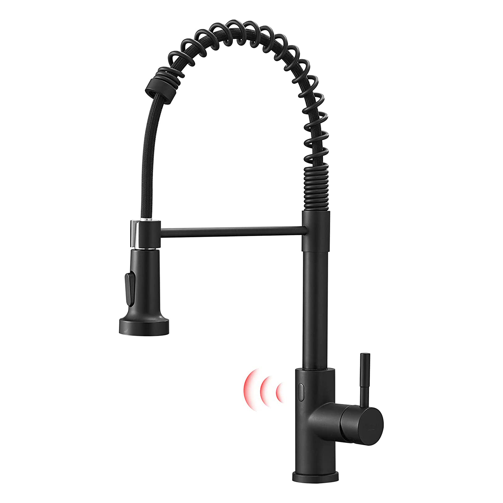 FLG Black Touchless Kitchen Faucet with Pull Down Sprayer, Motion Sensor Activated Hands-Free Single Handle Kitchen Sink Faucet, Single Hole Smart Kitchen Spring Faucet, Solid Brass, Matte Black